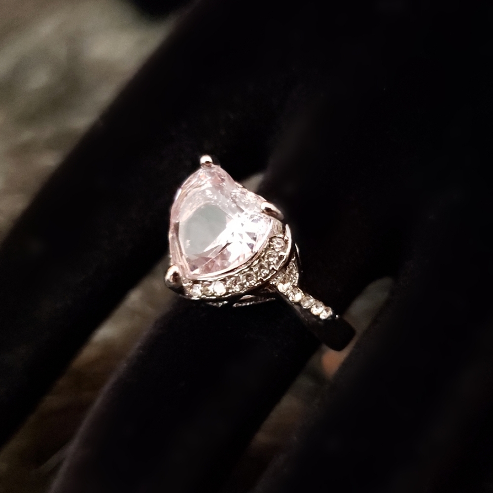 Pink Heart Shaped Diamond Fashion Ring - Picture 7 of 8